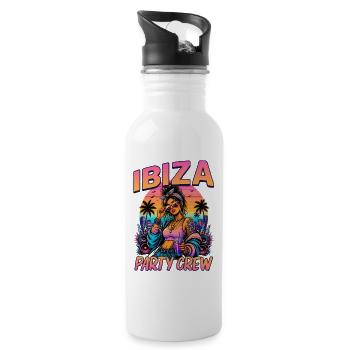 Motif des vacances d’été de l’équipe de fête à Ibiza - Gourde avec paille intégrée - blanc - Droite