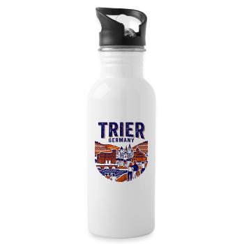 Historical Trier Germany City Skyline Novelty - Water bottle with straw - white - Right