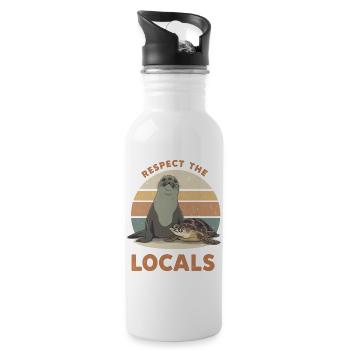 Respect The Locals Seal & Turtle - Water bottle with straw - white - Right