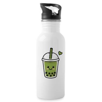 Süßer Kawaii Matcha Boba Tee - Trinkflasche mit integriertem Trinkhalm - Weiß - Rechts