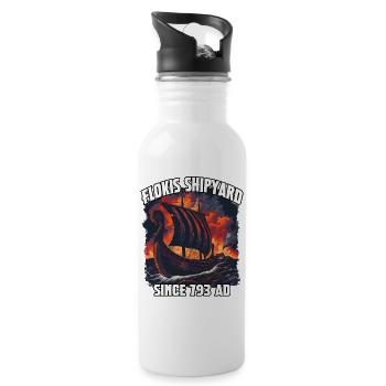 Viking Shipyard Fire Sky - Water bottle with straw - white - Right