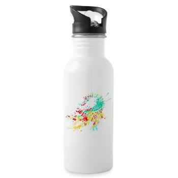 Splash Art Wild Crocodile - Water bottle with straw - white - Right