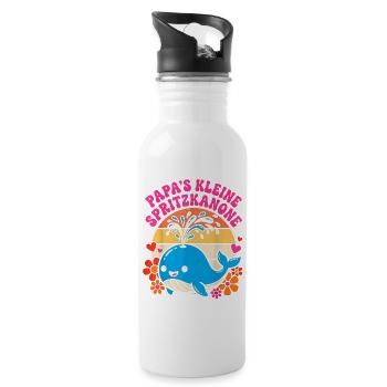 Kleiner Spritzkannon-Wal im Retro-Look - Water bottle with straw - white - Right