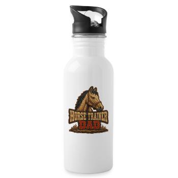 Horse Trainer Dad, Rugged Barn Equestrian Father's - Water bottle with straw - white - Right
