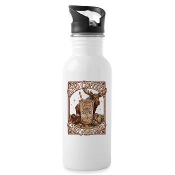 No Coffee Iced Coffee Not Amused Moose - Water bottle with straw - white - Right