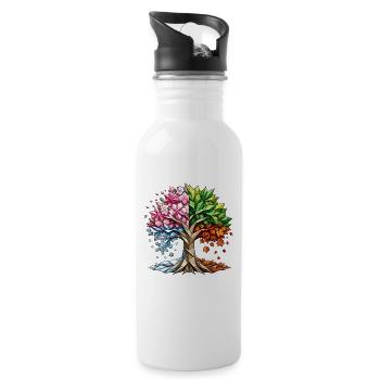 Four Seasons Tree Art - Water bottle with straw - white - Right
