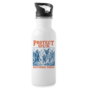Cryptid Protect Our National Parks - Water bottle with straw - white - Right