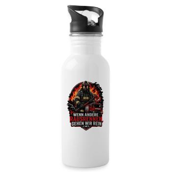 Feuerwehr - Trinkflasche mit integriertem Trinkhalm - Weiß - Rechts