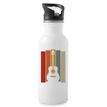 Retro Guitar Graphic - Musician Guitarist - Water bottle with straw - white - Right