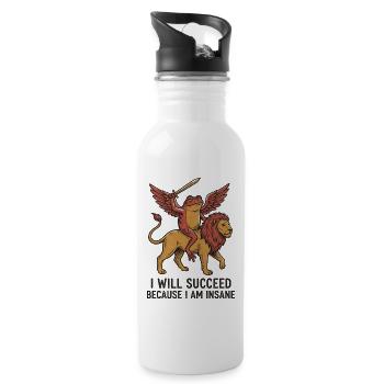 Winged monkey on lion with sword - Water bottle with straw - white - Right