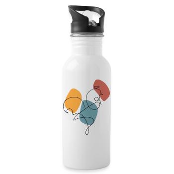 Lineart rooster with colour background - Water bottle with straw - white - Right