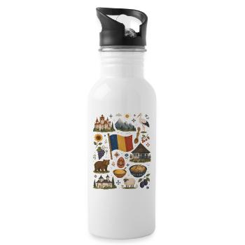 Romania | Carpathians, Culture & Homeland - Water bottle with straw - white - Right
