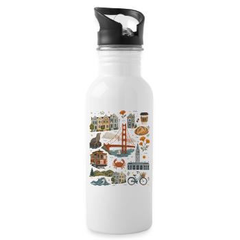 San Francisco | Golden Gate & Coastal Flair - Water bottle with straw - white - Right