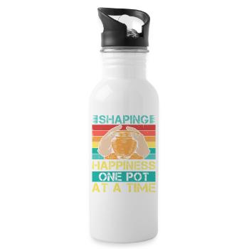 Gifts For Pottery Makers Shaping Happiness Pottery - Water bottle with straw - white - Right