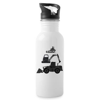Construction Equipment Silhouettes Collection - Water bottle with straw - white - Right