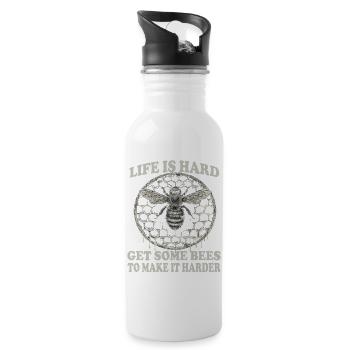 Beekeeping Supplies Beekeeper Accessories Bees Honeycomb Pattern - Water bottle with straw - white - Right