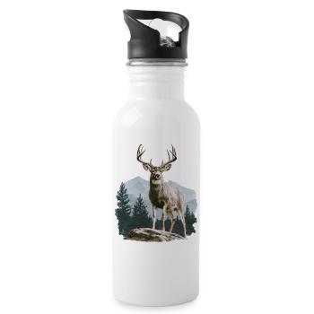 Deer with Antlers Vintage - Water bottle with straw - white - Right