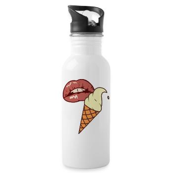 Eis Pop Art Sommer Lippen - Gourde avec paille intégrée - blanc - Droite