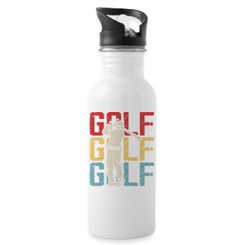 Retro Golf – tee off with passion - Water bottle with straw - white - Right