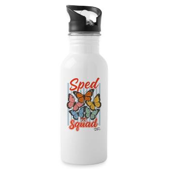 Sped Squad Butterfly Special Education Teacher - Water bottle with straw - white - Right
