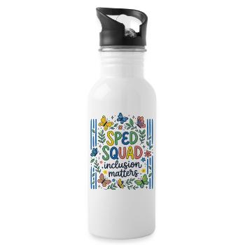 Sped Squad Butterfly Special Education Teacher - Water bottle with straw - white - Right