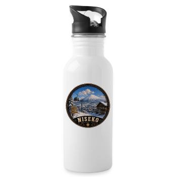 Niseko Hokkaido Winter Holiday Skiing Snowboard - Water bottle with straw - white - Right