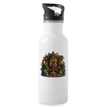 Tiki Totem Treasure Mask - Water bottle with straw - white - Right