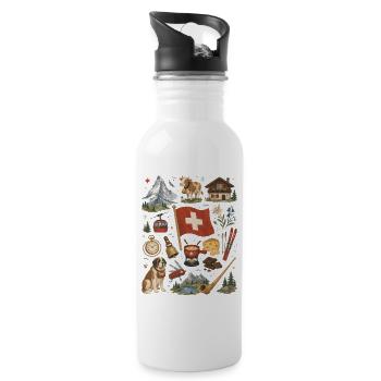 Switzerland | Alps, cheese & hut romance - Water bottle with straw - white - Right