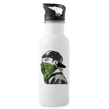 Green bandana and streetwear cap - Water bottle with straw - white - Right