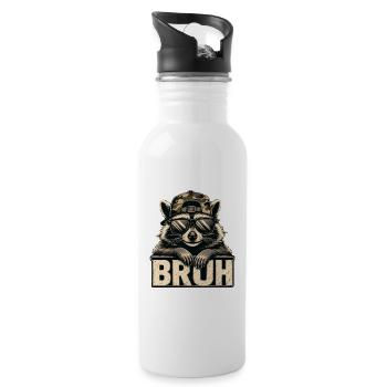 Bruh raccoon with sunglasses - Water bottle with straw - white - Right