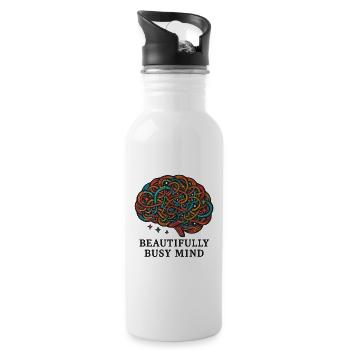 Colored Linked Brain - Water bottle with straw - white - Right