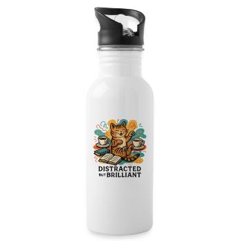 Reading Cat Coffee: Distraction Brilliant - Water bottle with straw - white - Right