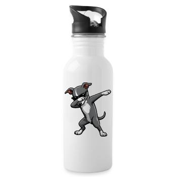 Dabbing Italian Greyhound - Water bottle with straw - white - Right