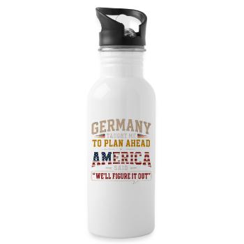 Deutscher Amerikaner Deutsche Wurzeln Stolz - Trinkflasche mit integriertem Trinkhalm - Weiß - Rechts