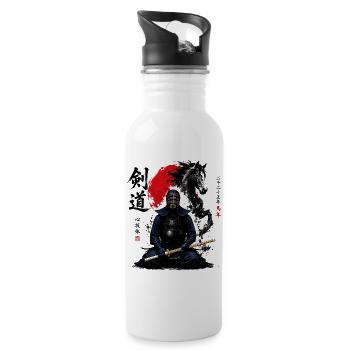 Pferde-Kendo Karate Judo Akido Martial Arts Kendo - Trinkflasche mit integriertem Trinkhalm - Weiß - Rechts