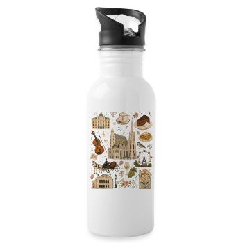 Viennese Charm | Vienna Culture & Coffee House - Water bottle with straw - white - Right