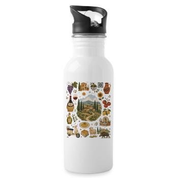 Toskana Sehnsucht | Italien & Dolce Vita - Trinkflasche mit integriertem Trinkhalm - Weiß - Rechts