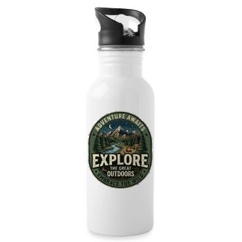 Entdecken Sie die Natur – Abenteuer und Natur - Trinkflasche mit integriertem Trinkhalm - Weiß - Rechts