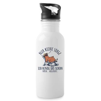 Ich Hendl Das Schon Später Vielleicht Huhn Spruch - Trinkflasche mit integriertem Trinkhalm - Weiß - Rechts