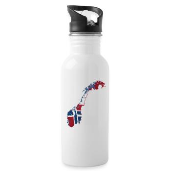 Norway Map Flag Scandinavia Travel - Water bottle with straw - white - Right