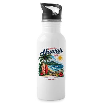Hawaii Surf & Sunshine Vintage Tee - Trinkflasche mit integriertem Trinkhalm - Weiß - Rechts