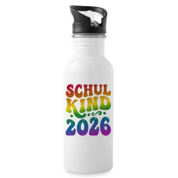 Schoolchild 2026 | Rainbow Style | School enrollment - Water bottle with straw - white - Right