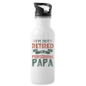 Professional Papa Not Retired - Water bottle with straw - white - Right