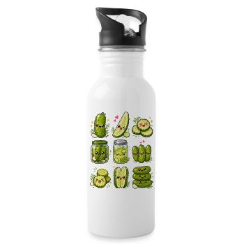 Concombres de Kawaii | Cornichons et mise en conserve - Gourde avec paille intégrée - blanc - Droite