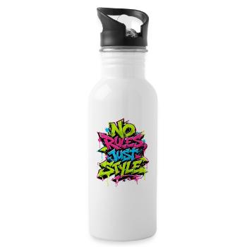 No Rules Just Style - Trinkflasche mit integriertem Trinkhalm - Weiß - Rechts