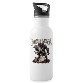 Death Metal Dämon Im Büro - Trinkflasche mit integriertem Trinkhalm - Weiß - Rechts