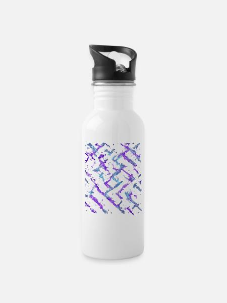 Neon Cyber Anti Gesichtserkennung Muster - Trinkflasche mit integriertem Trinkhalm - Weiß