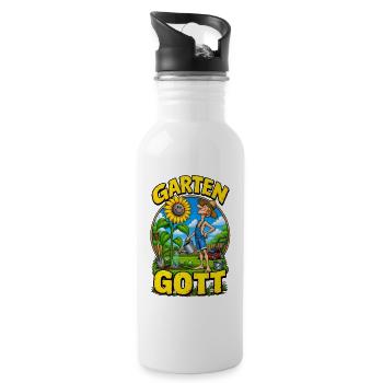 Garten Gott – Funny Gardener Gardening - Trinkflasche mit integriertem Trinkhalm - Weiß - Rechts