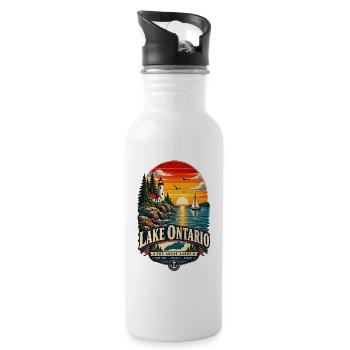 Lake Ontario Funny Vintage - Trinkflasche mit integriertem Trinkhalm - Weiß - Rechts