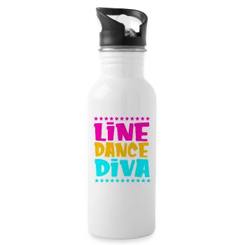Linedance - Trinkflasche mit integriertem Trinkhalm - Weiß - Rechts